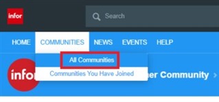 Infor - All Communities menu