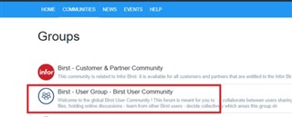 Choose "Birst - User Group - Birst User Community" and follow prompts to join